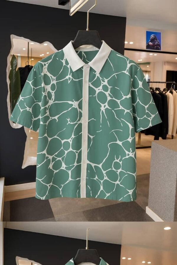 Men Regular Fit Washed Lapel Collar Casual Shirt - A Series - 3